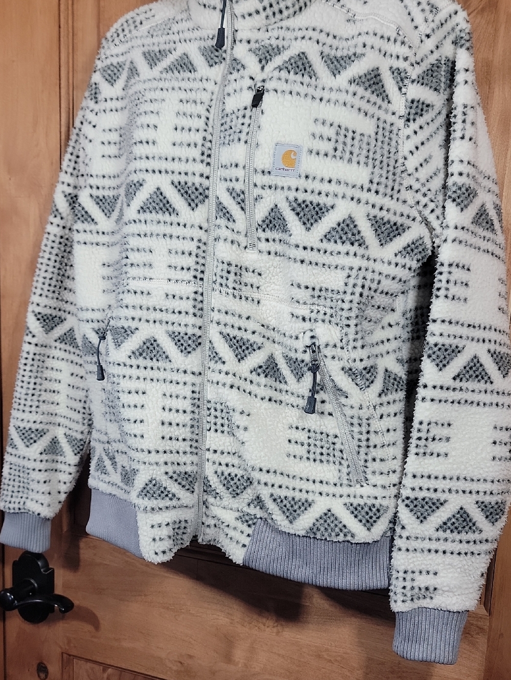 Carhartt Cream and Gray Patterned Sherpa Zip Jacket - Picture 5 of 15
